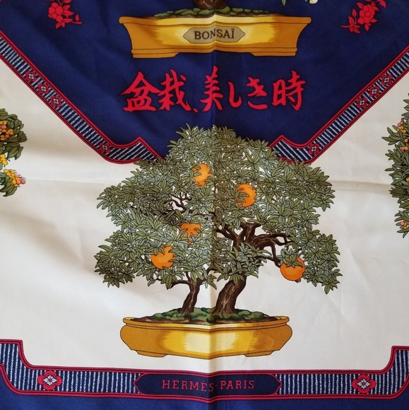Authentic vintage Hermès "Bonsai" silk carré scarf - Picture 2 of 6